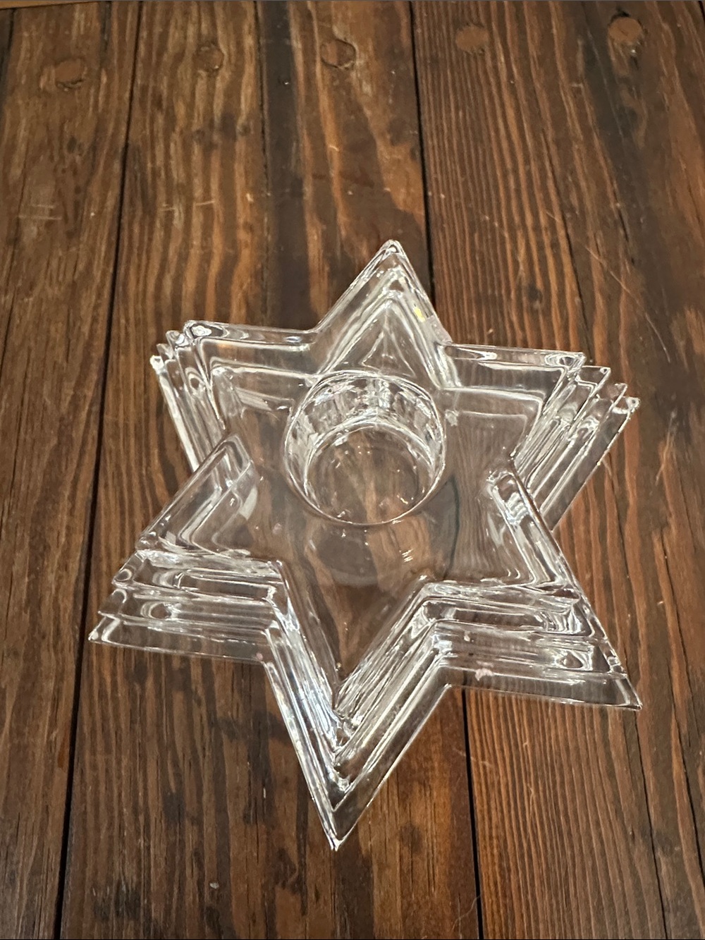 Lead Crystal Star-Shaped Glass Candle Holder - Elegant Table Accent